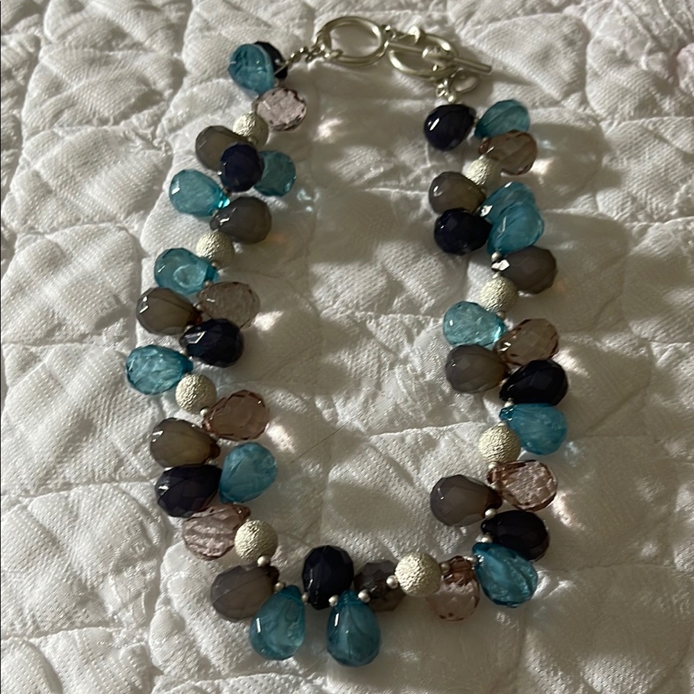 Jones New York Blue and Black Necklace with Beaded Design